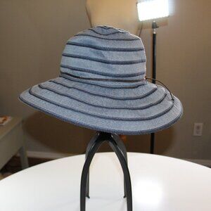 Scala Collection Vintage Handcrafted Women's sun fashion Hat wide brim Blue